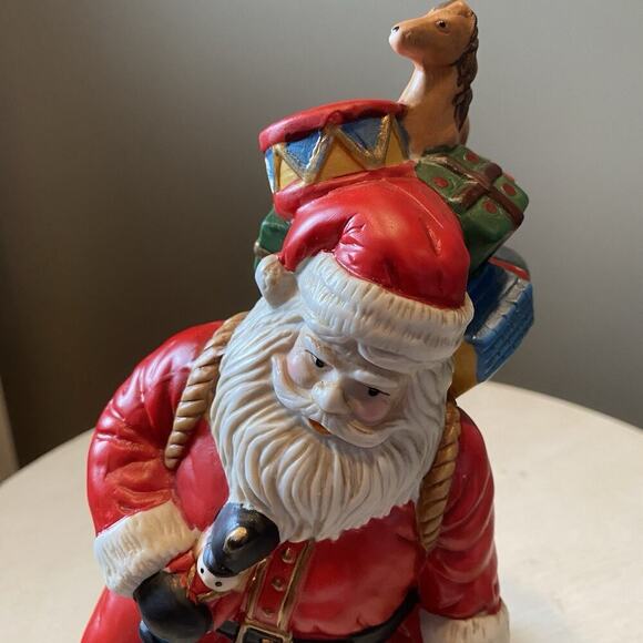 Vintage Santa on a Roof Top, Music Plays Santa Claus is coming to town Porcelain - Picture 3 of 4